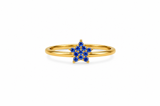 Fico Gioielli - Anello Stella con Zirconi Blu in Argento 925 Dorato