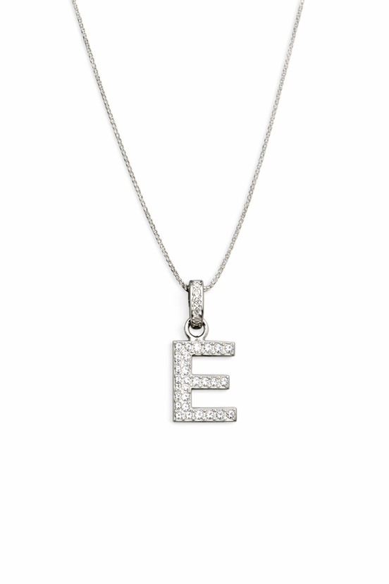 fico gioielli - Collana con Iniziale “E” in Argento con Zirconi