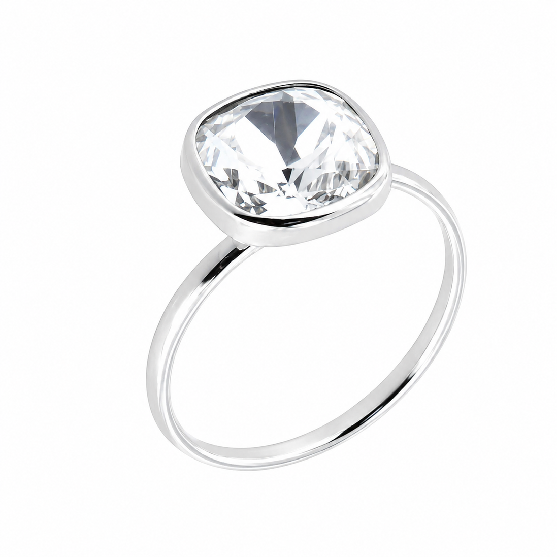 BYSIMON - Anello in Argento 925 solitario con cristallo bianco
