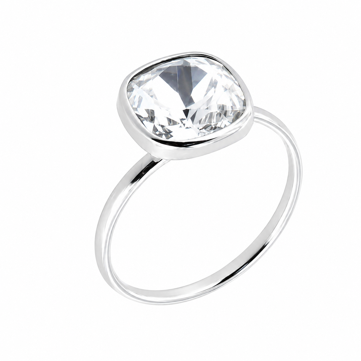 BYSIMON - Anello in Argento 925 solitario con cristallo bianco