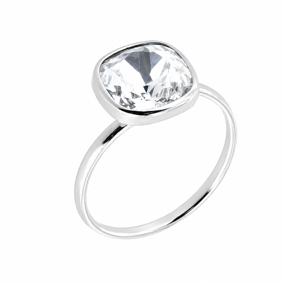 BYSIMON - Anello in Argento 925 solitario con cristallo bianco