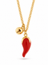 Amo Napoli - Collana in Metallo con corno rosso e sonaglio
