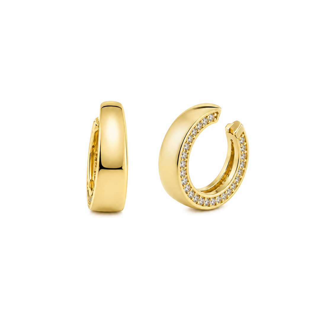 BYSIMON - Orecchini in Argento 925 ear cuff a cerchio liscio con zirconi