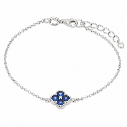 BYSIMON - Bracciale in Argento 925 con fiore blu