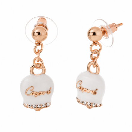 amo capri - Orecchini in Metallo campanella con scritta capri in smalto bianco, impreziosita da cristalli