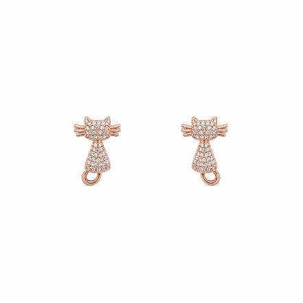 Fico Gioielli - Orecchini Gattino in Argento 925 Rosé con Zirconi