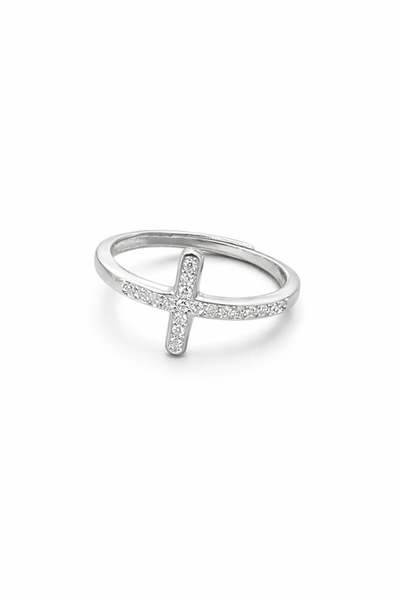 fico gioielli - Anello Croce Pavé in Argento