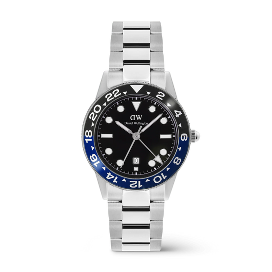 Daniel Wellington - Iconic GMT Link Black Blue Ceramic Bezel Silver