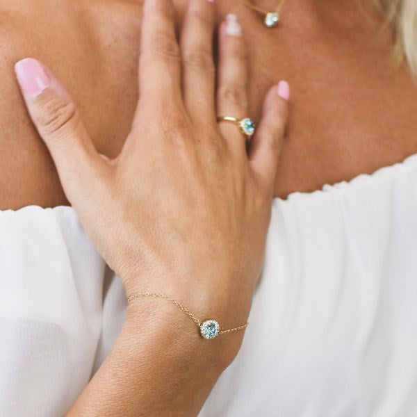 BR600DA Bracciale oro giallo con cristallo acquamrina e zirconi