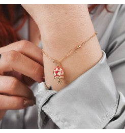 CL/BR08 Mya Boccadamo Bracciale placcatao oro giallo con campanella portafortuna rossa