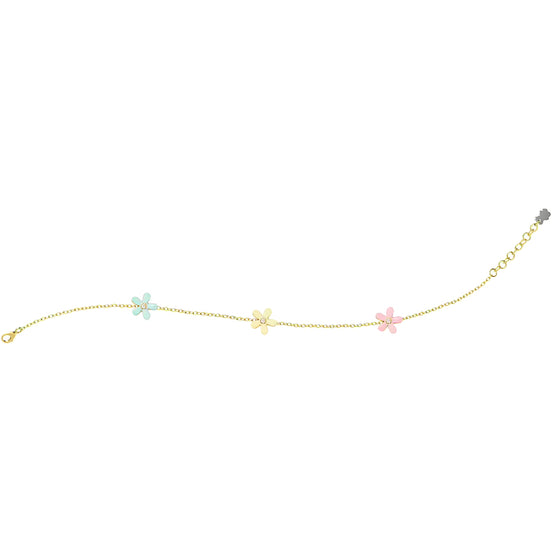 Bracciale Nanan da bambina in argento giallo con fiori NAN0469