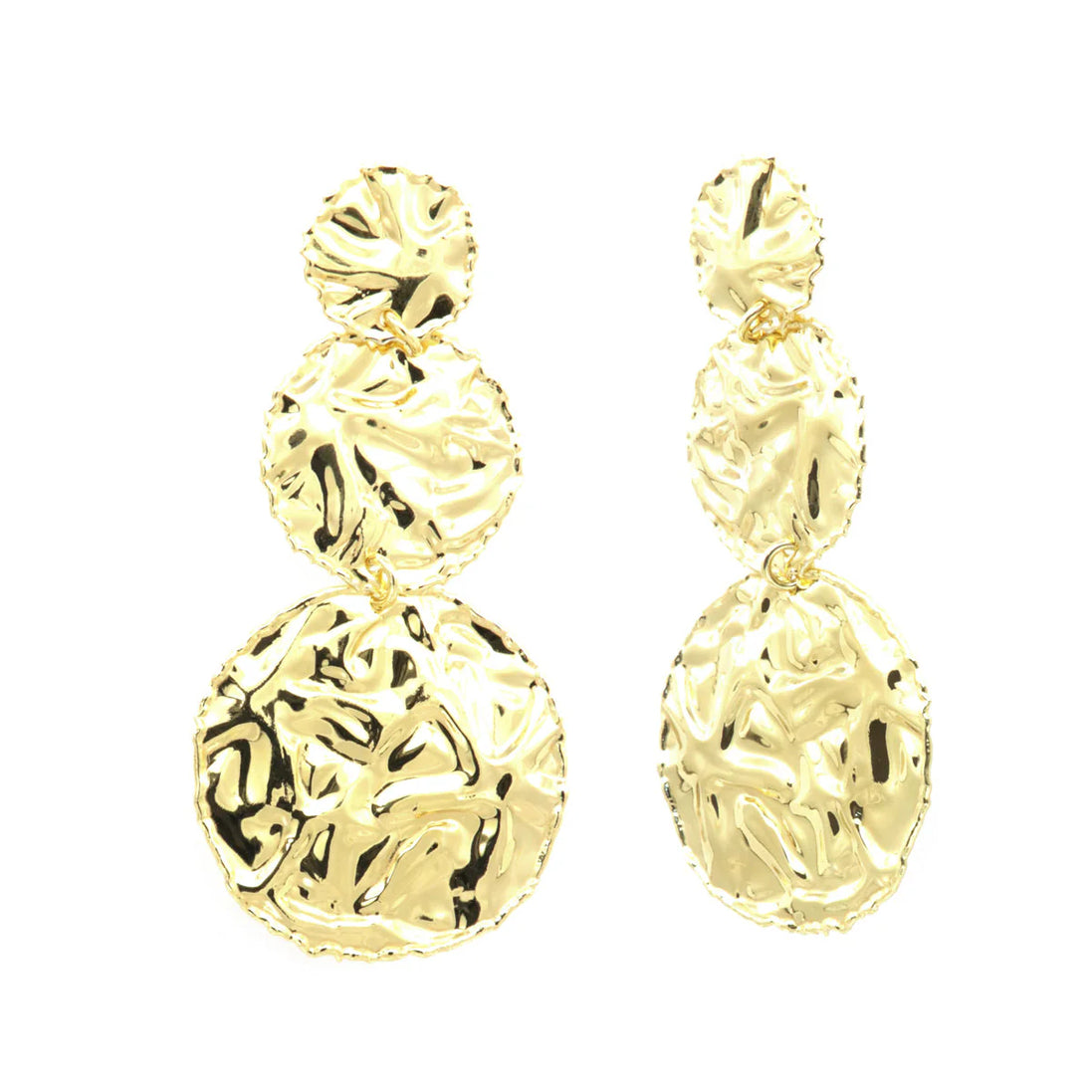 BYSIMON -  Orecchini in Argento 925 martellati, a tre cerchi crescenti, in stile etrusco