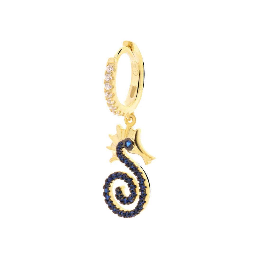 BYSIMON - MonoOr in Argento 925 con cavalluccio marino impreziosita da zirconi blu