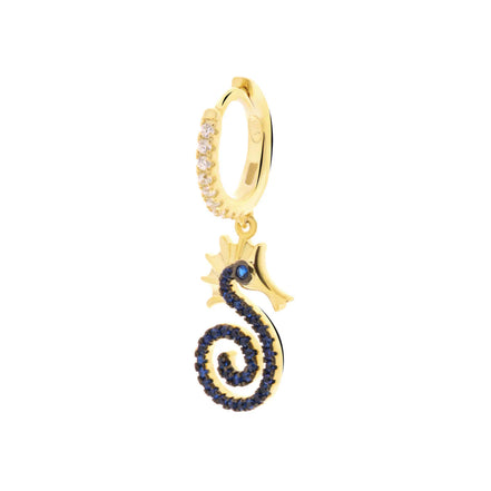 BYSIMON - MonoOr in Argento 925 con cavalluccio marino impreziosita da zirconi blu