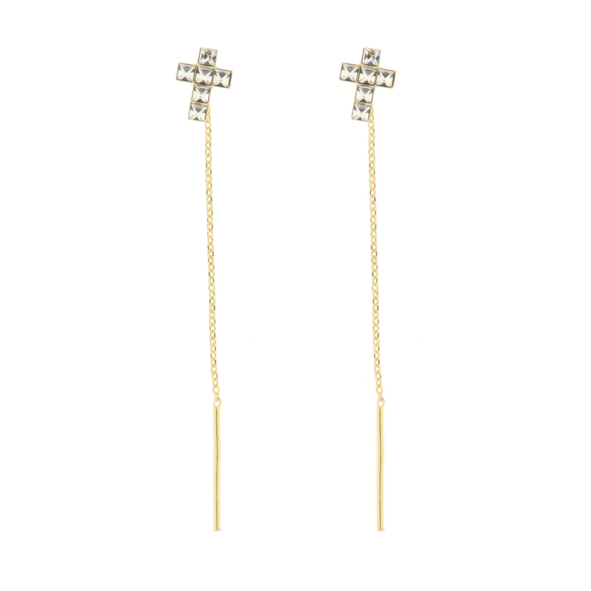 BYSIMON - Orecchini in Argento 925 lunghi con croce