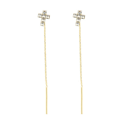 BYSIMON - Orecchini in Argento 925 lunghi con croce