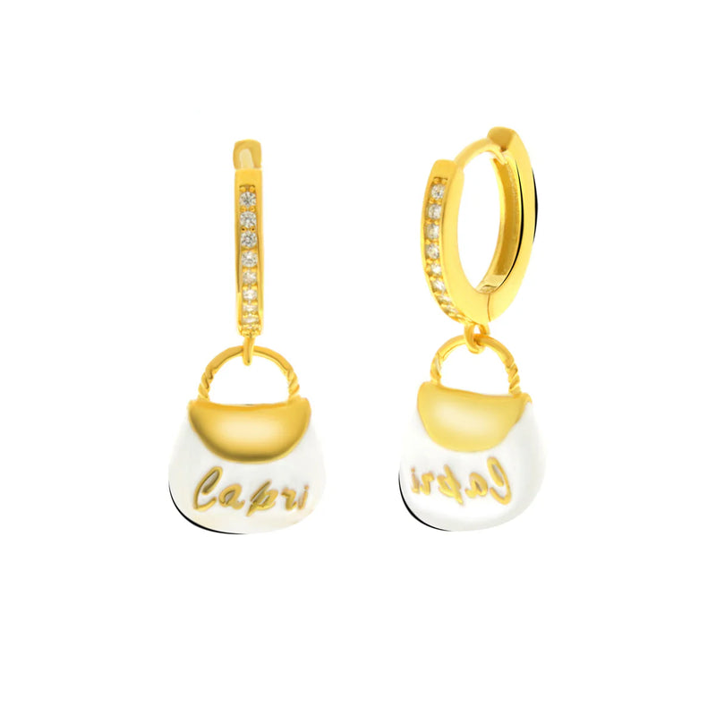 BYSIMON - Orecchini in Argento 925 con borsetta bianca