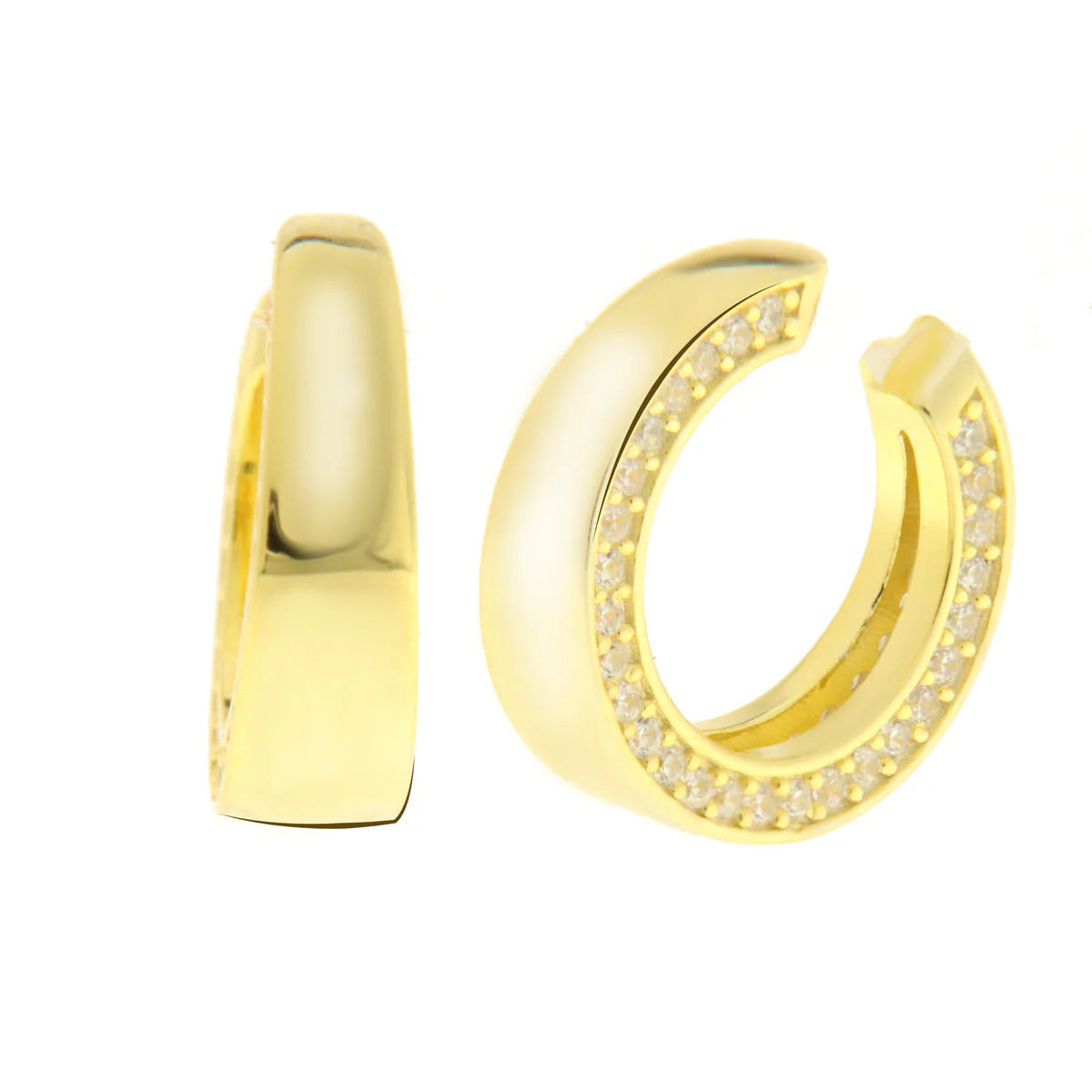 BYSIMON - Orecchini in Argento 925 ear cuff a cerchio liscio con zirconi