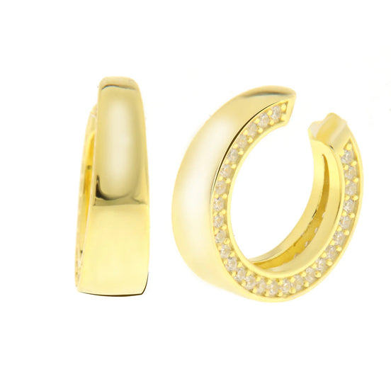 BYSIMON - Orecchini in Argento 925 ear cuff a cerchio liscio con zirconi