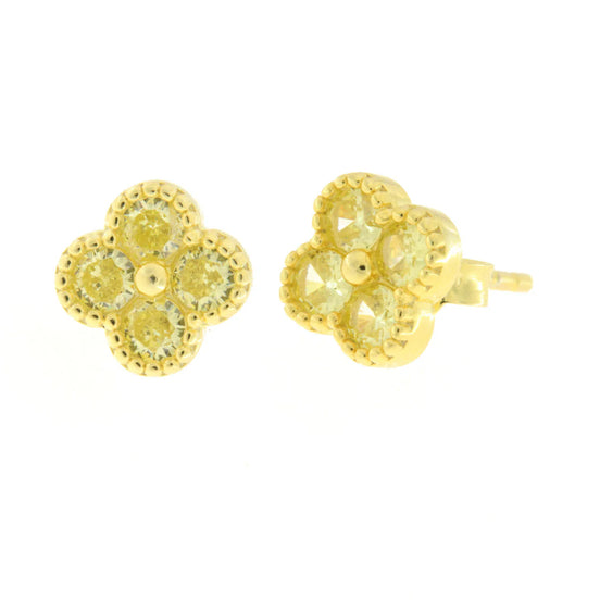 BYSIMON - Orecchini in Argento 925 con fiore giallo