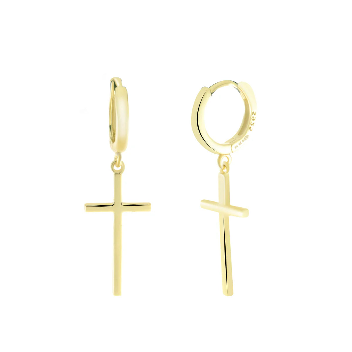 BYSIMON - Orecchini in Argento 925 cerchietti con croce pendente