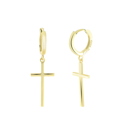 BYSIMON - Orecchini in Argento 925 cerchietti con croce pendente