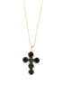 BYSIMON - Collana in Argento 925 croce pendente arricchita da cristalli neri con al centro cristallo fumè.
