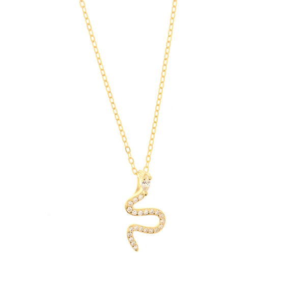 BYSIMON - Collana in Argento 925 con pendente a forma di serpente impreziosito da zirconi bianchi