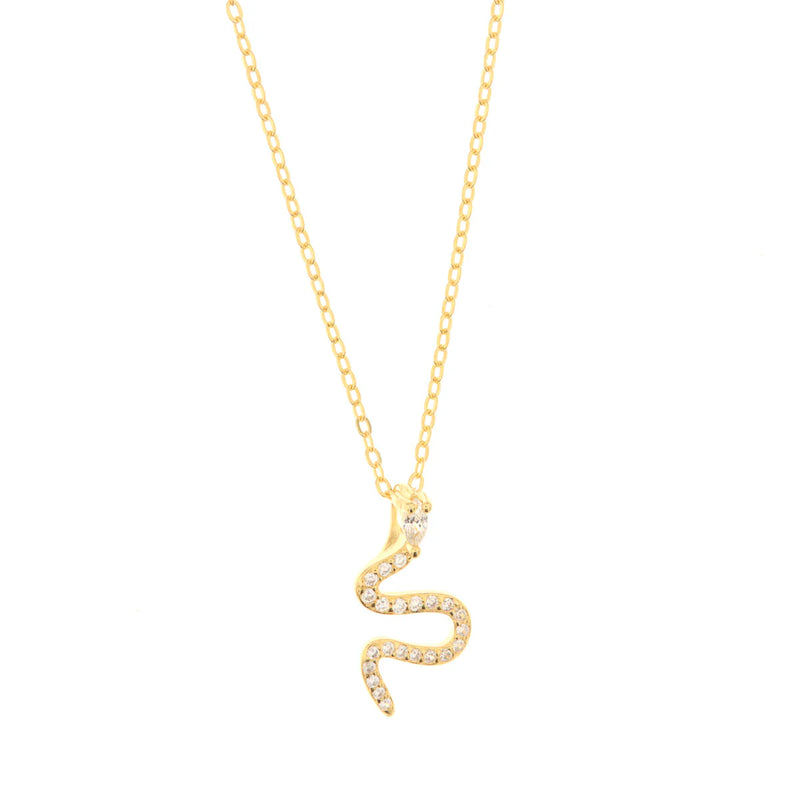 BYSIMON - Collana in Argento 925 con pendente a forma di serpente impreziosito da zirconi bianchi