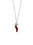 BYSIMON - Collana in Argento 925 con corno rosso e zirconi bianchi
