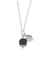 BYSIMON - Collana in Argento 925 campanella portafortuna con quadrifoglio e cubic zirconi blu