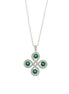 BYSIMON - Collana in Argento 925 con fiore impreziosito da zirconi verdi