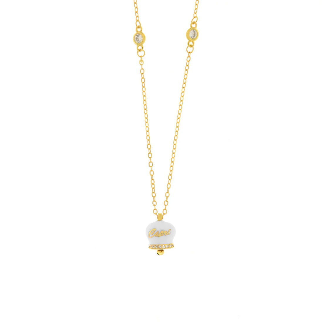 BYSIMON - Collana in Argento 925 con campanella bianca Capri e zirconi