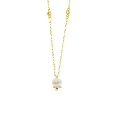 BYSIMON - Collana in Argento 925 con campanella bianca Capri e zirconi