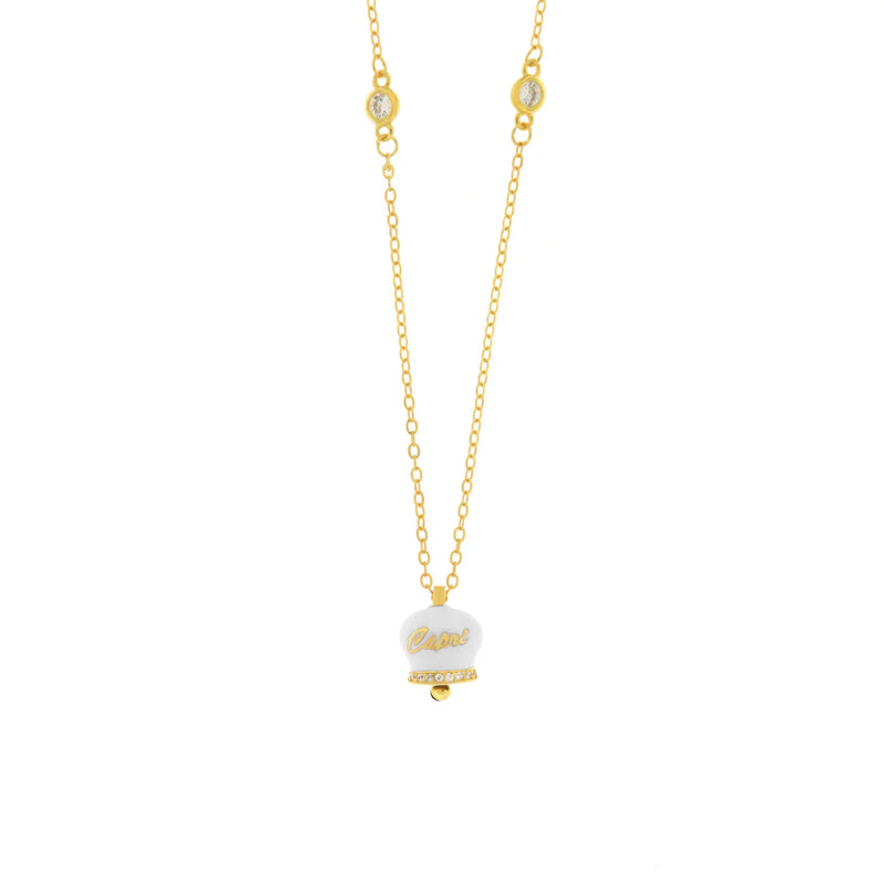 BYSIMON - Collana in Argento 925 con campanella bianca Capri e zirconi