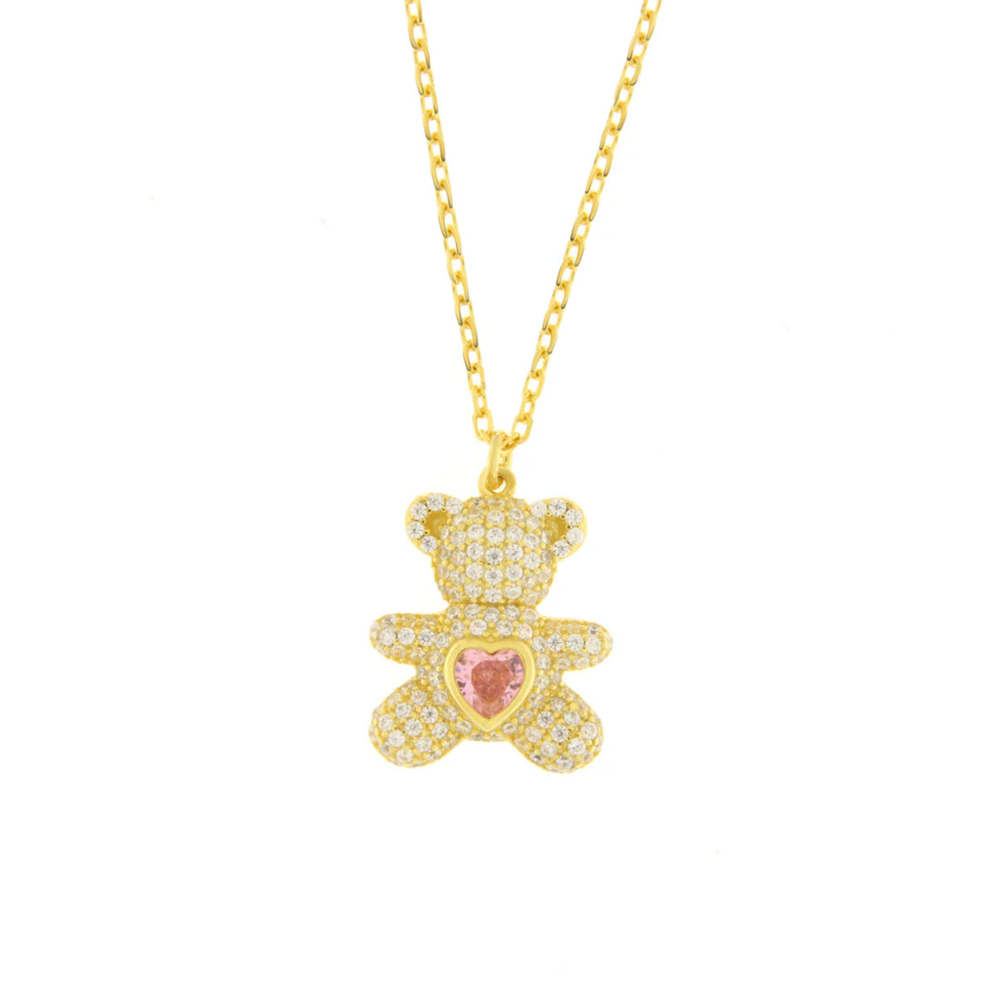 BYSIMON - Collana in Argento 925 con orsacchiotto zirconato placcato oro
