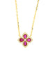 BYSIMON - Collana in Argento 925 fiore rosso placcato oro