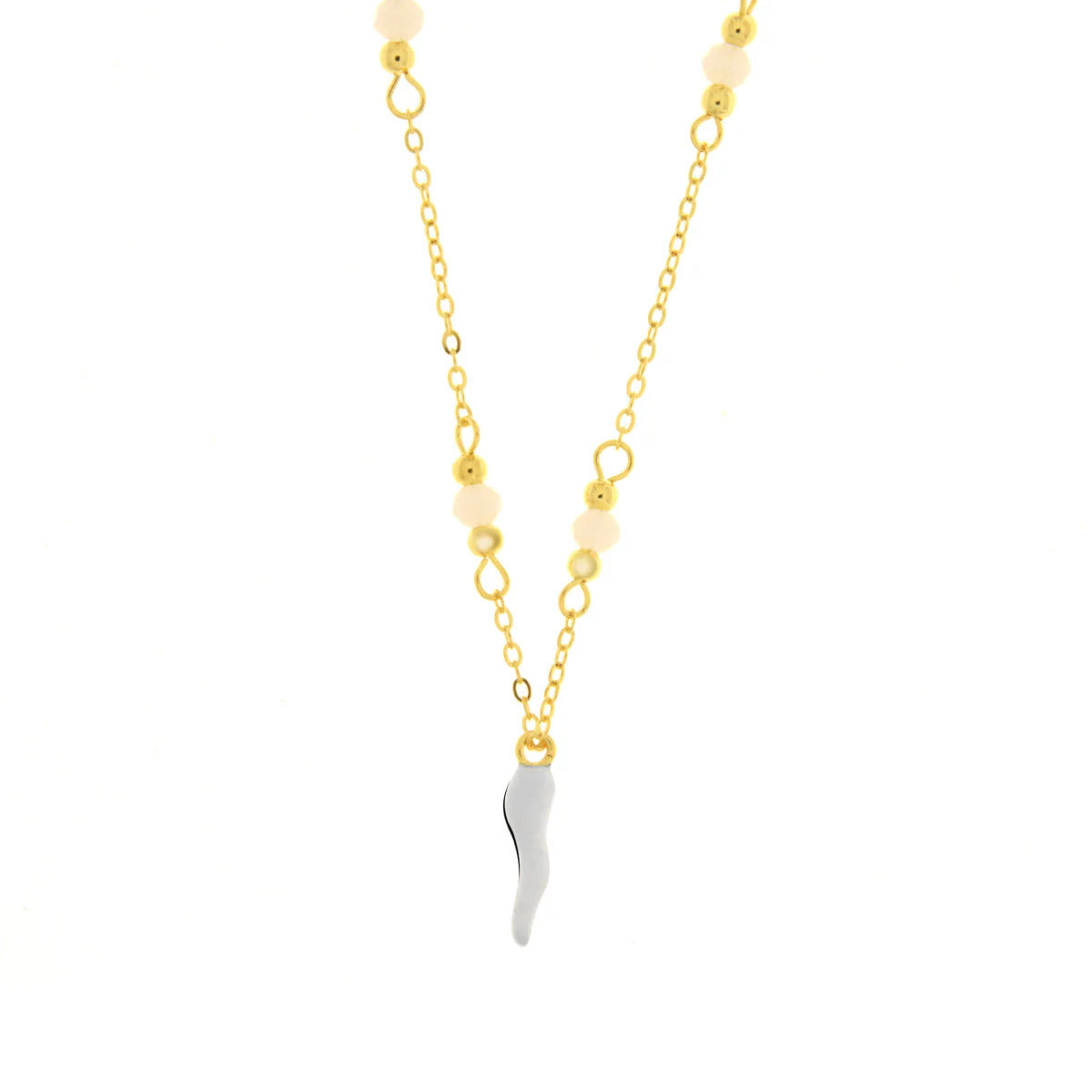 BYSIMON - Collana in Argento 925 con corno bianco