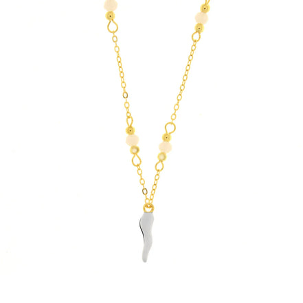 BYSIMON - Collana in Argento 925 con corno bianco