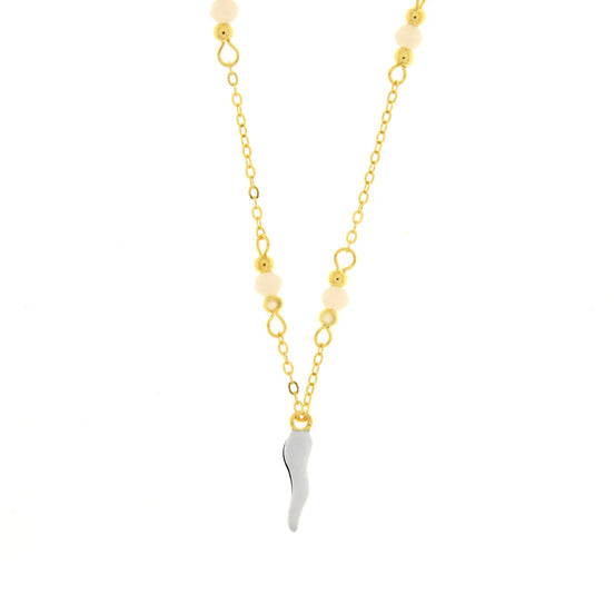 BYSIMON - Collana in Argento 925 con corno bianco