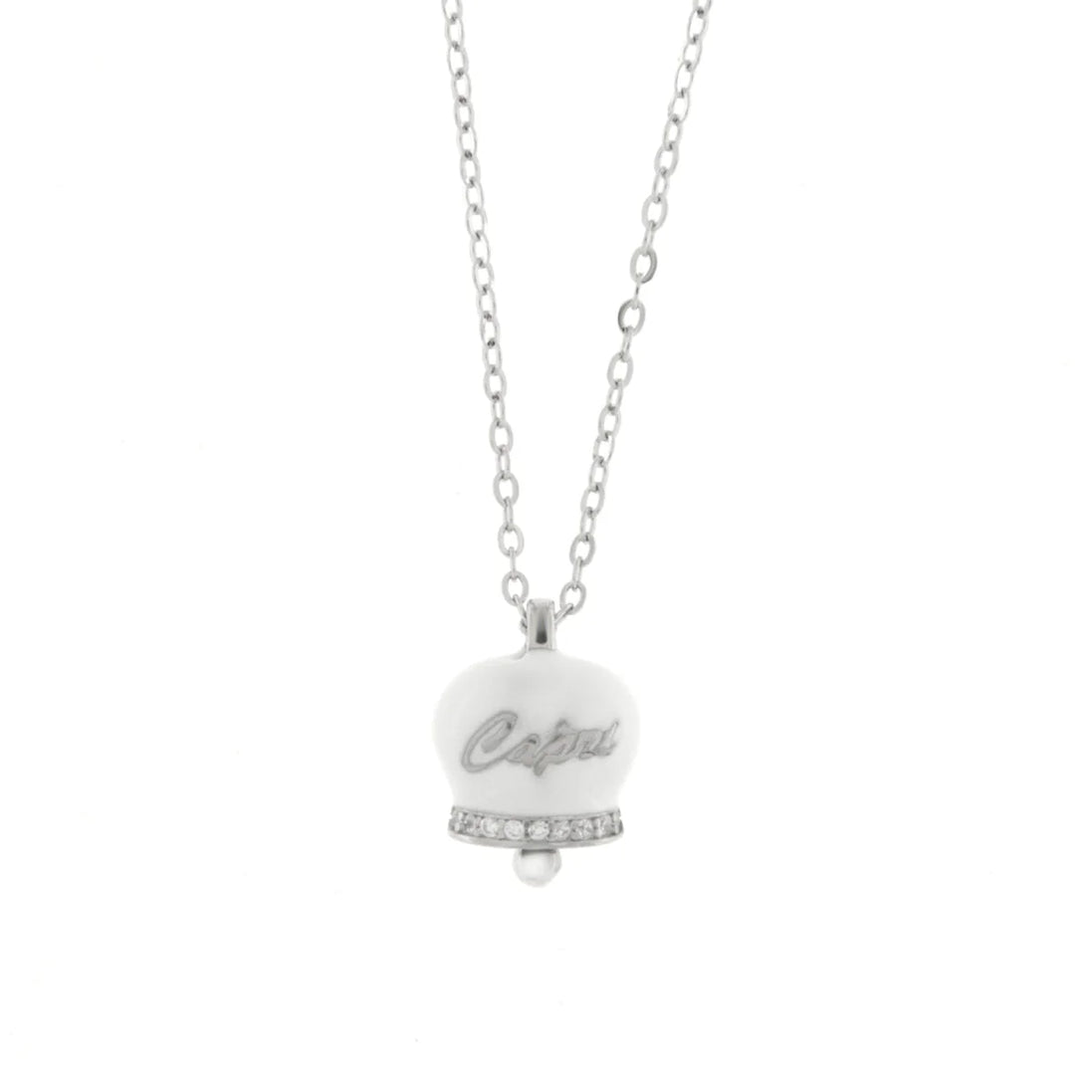 BYSIMON - Collana in Argento 925 con campanella bianca Capri e zirconi