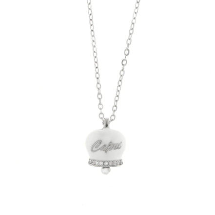 BYSIMON - Collana in Argento 925 con campanella bianca Capri e zirconi