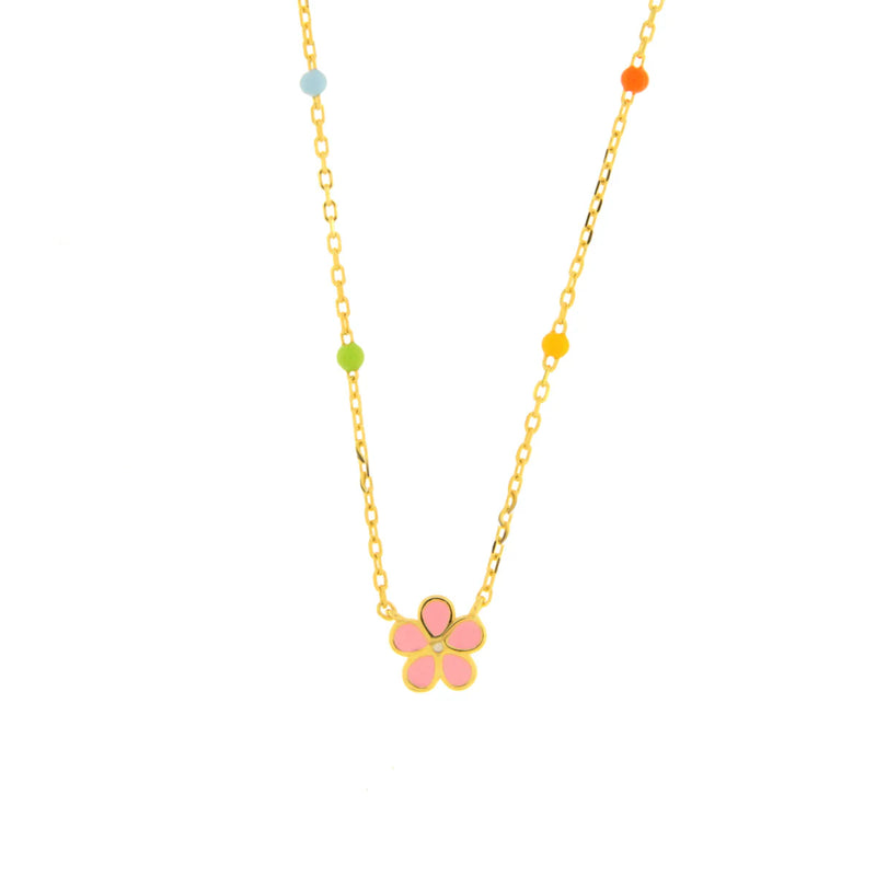 BYSIMON -  Collana in Argento 925 con fiore rosa