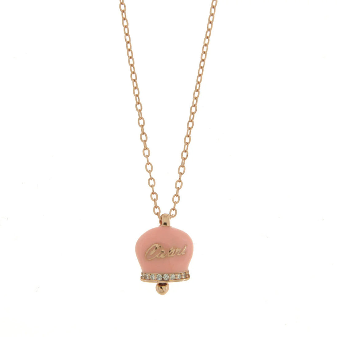 BYSIMON - Collana in Argento 925 con campanella rosa Capri e zirconi