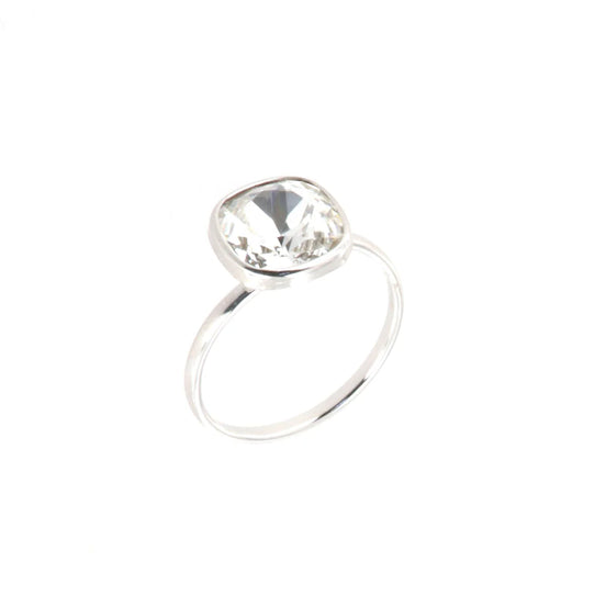 BYSIMON - Anello in Argento 925 solitario con cristallo bianco