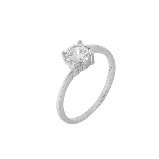 BYSIMON - Anello in Argento 925 solitario con zircone