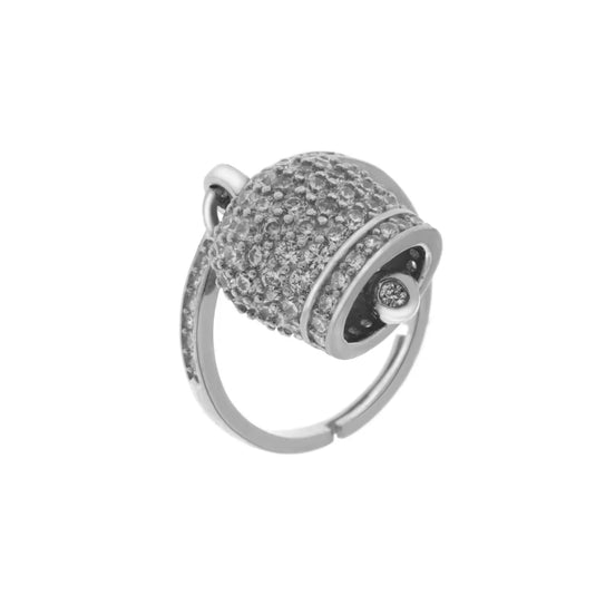 BYSIMON - Anello in Argento 925 con campanella portafortuna impreziosito da zirconi