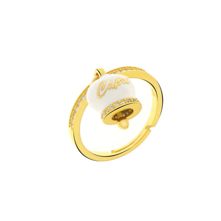 BYSIMON - Anello in Argento 925 con campanella bianca Capri e zirconi