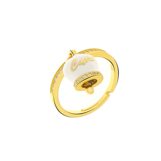 BYSIMON - Anello in Argento 925 con campanella bianca Capri e zirconi