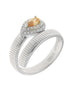 BYSIMON - Anello in Argento 925 a forma di goccia con zircone centrale champagne